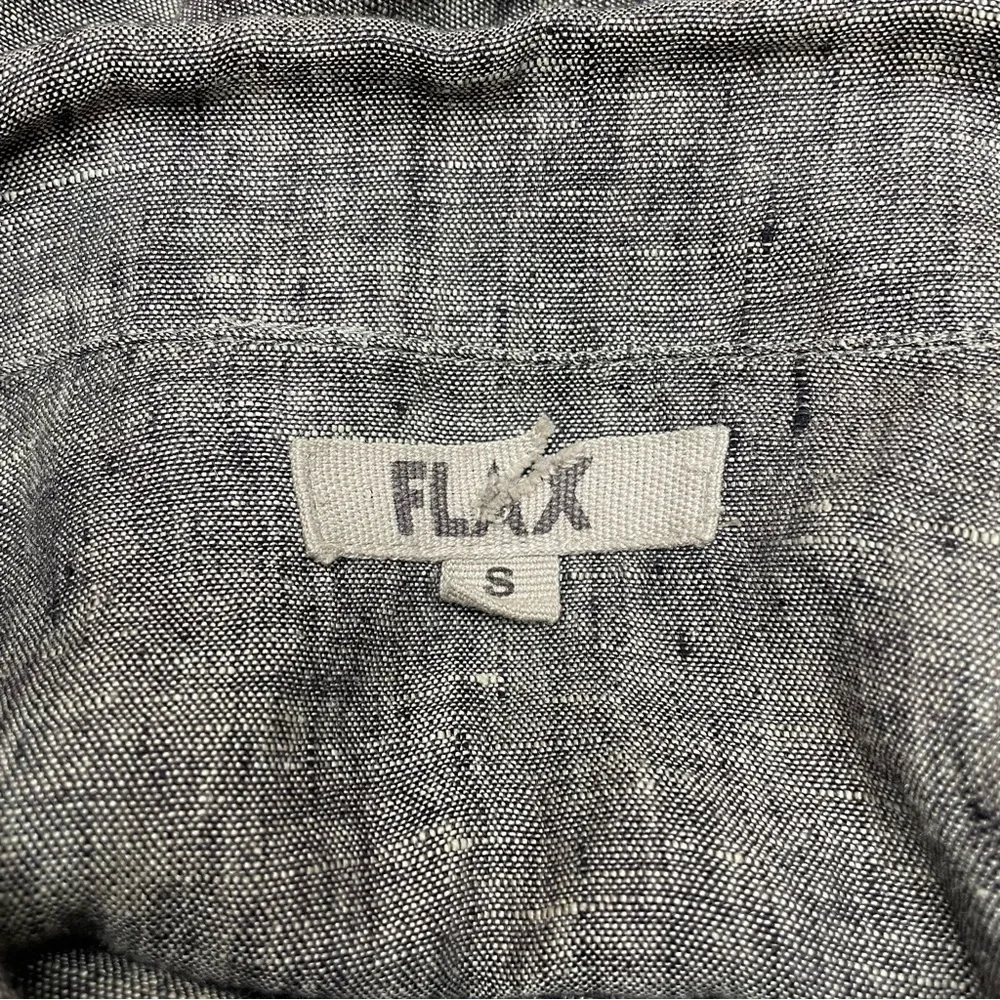 Flax Grey 100% Linen Collared Button Up Shirt Top Blouse Small